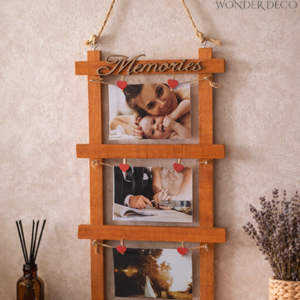 Cadre photo mural artisanal en bois – Memories