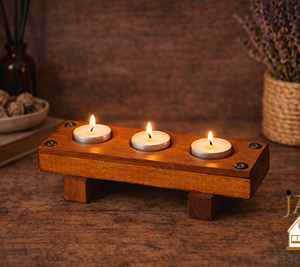 Bougeoir en bois naturel à 3 bougies