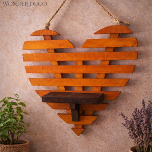 Étagère murale en bois en forme de cœur